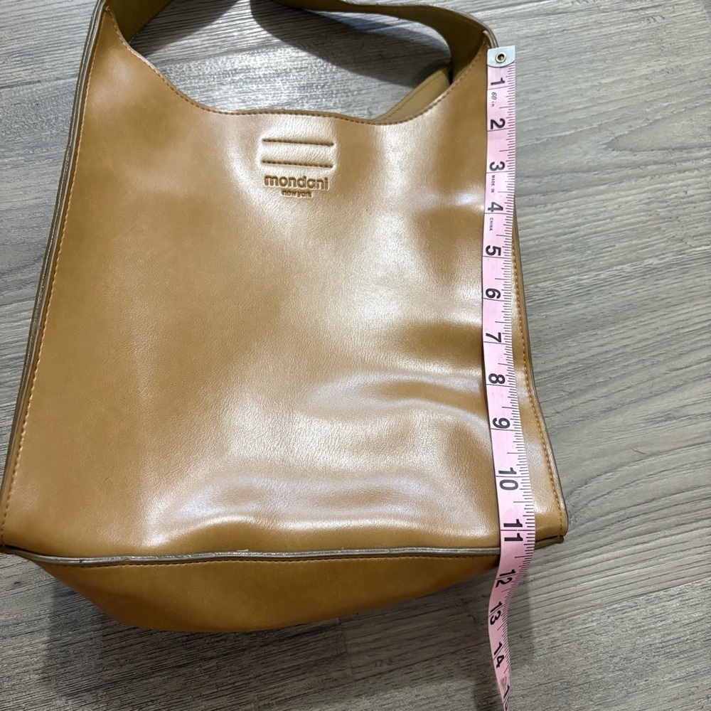 Mondani New York Purse Bag Faux Leather Light Brown Cut Out Design Classic 90s - Picture 6 of 9